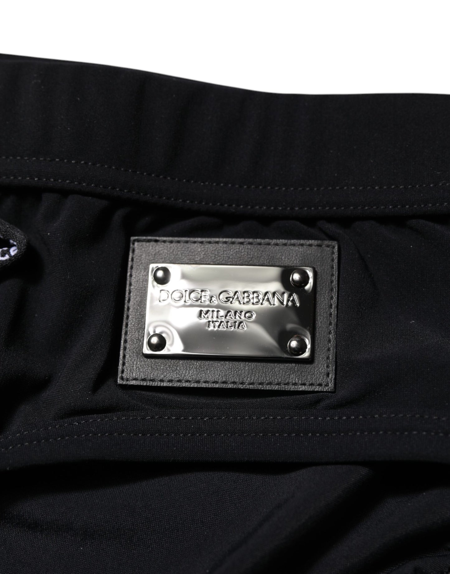 Schwarze Logo-Plakette Herren Beachwear Brief Bademode