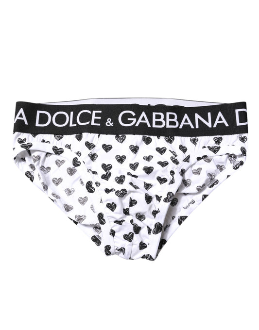 Weiße, normale Slip-Unterhose mit Herz-Print
