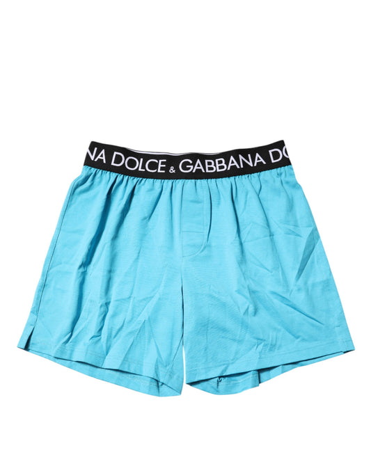 Blaue Boxershorts mit Logo-Taille und normaler Passform