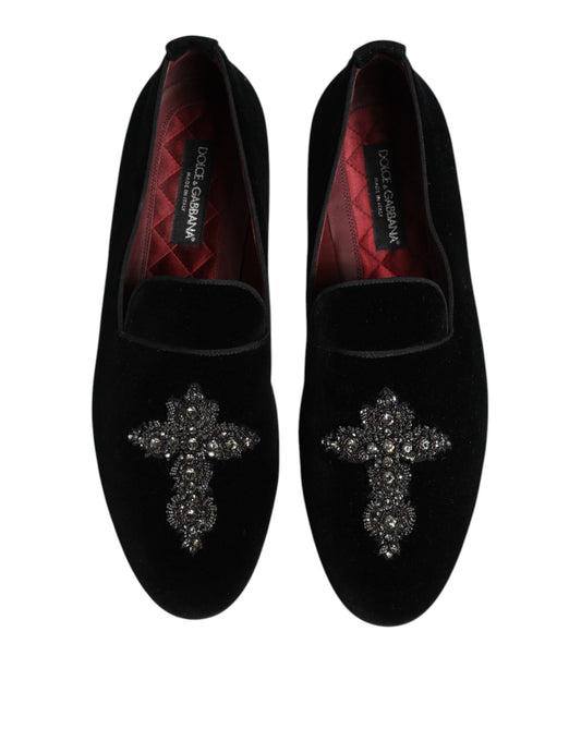 Black Velvet Crystal Crown Formal Dress Shoes