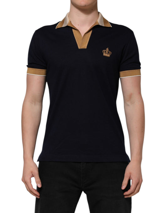 Schwarzes Poloshirt aus Kaschmir mit Kronenlogo für Herren