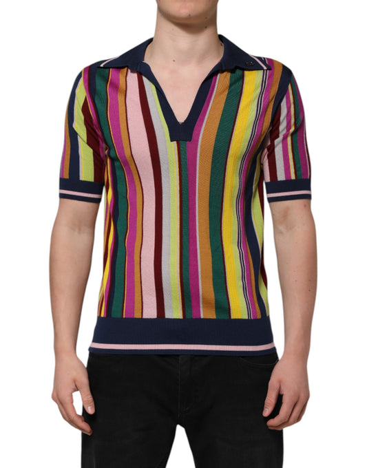 Mehrfarbiges Poloshirt mit Streifen und Kragen für Herren