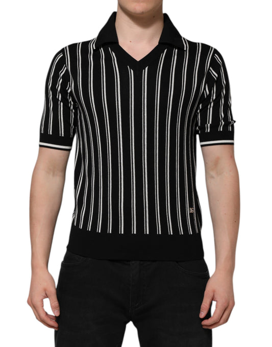 Poloshirt mit Kragen und schwarzen weißen Streifen