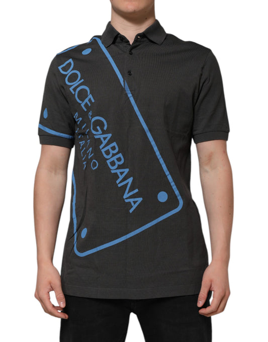 Dunkelgraues Polo-T-Shirt mit kurzen Ärmeln und Kragen