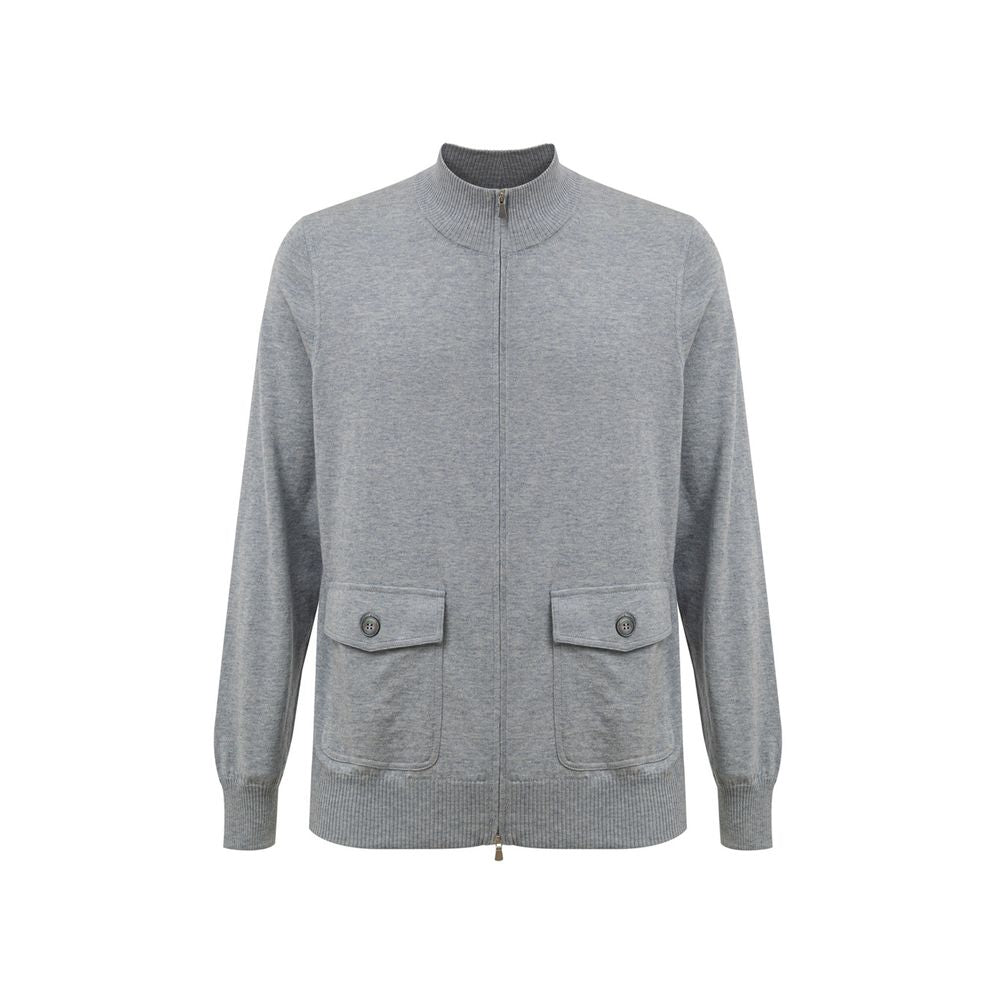 Grauer Baumwoll-Cardigan