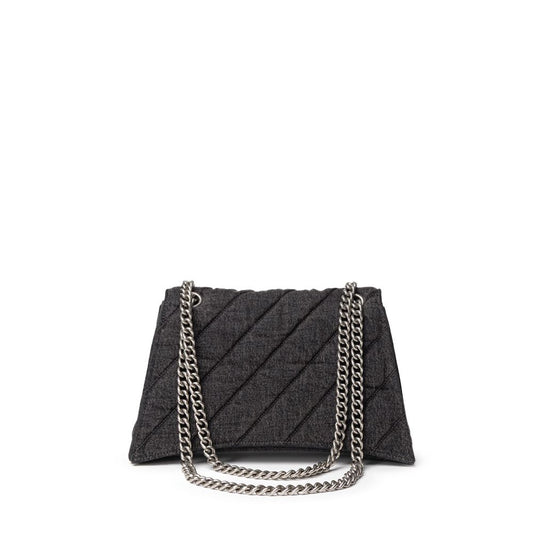 Black Fabric And Leather Shoulder Bag