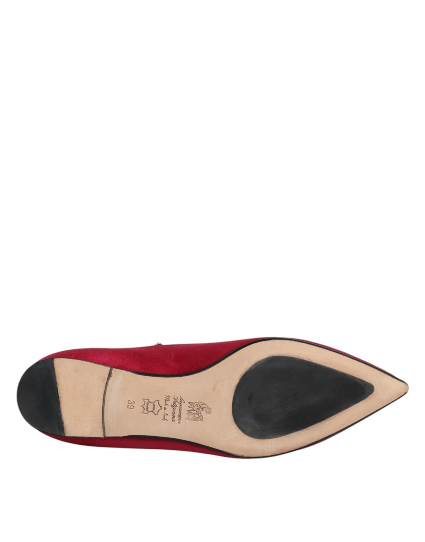 Rotgoldene Ballerinas mit spitzer Zehenpartie und Nieten
