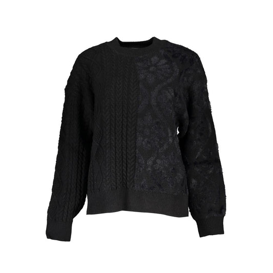 Schwarzer Baumwollpullover