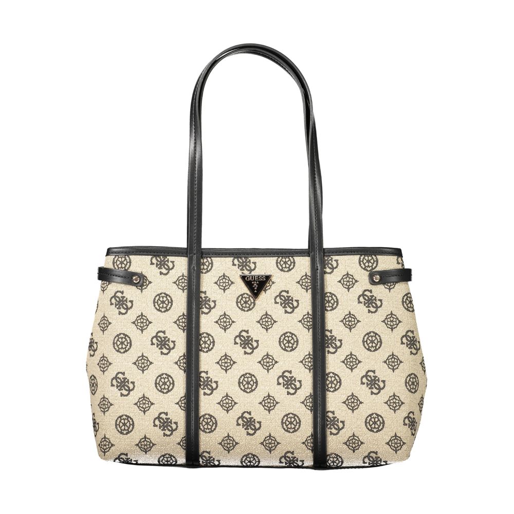 Beige Damenhandtasche aus Baumwolle
