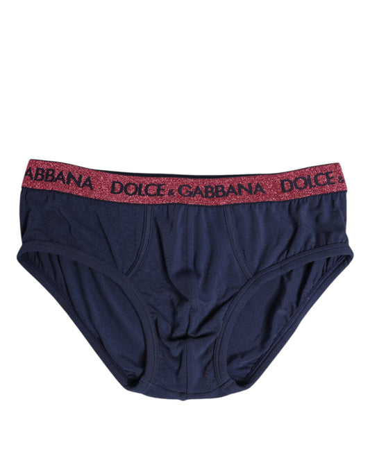 Blau-rote Stretch-Unterhose mit Logo in normaler Passform