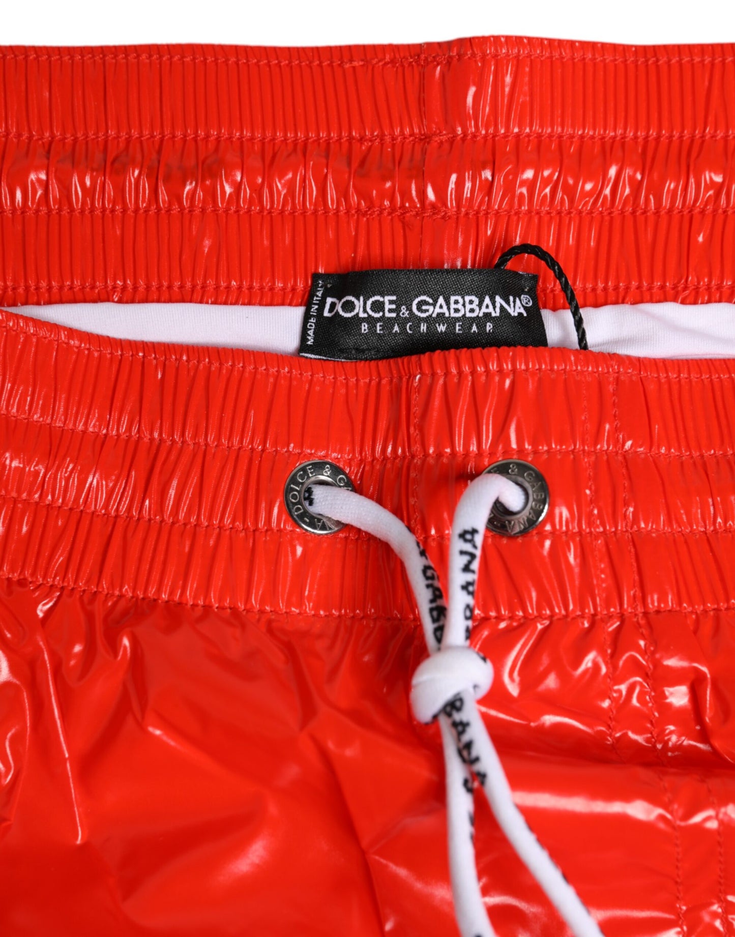 Rote Nylon-Strandshorts mit Kordelzug