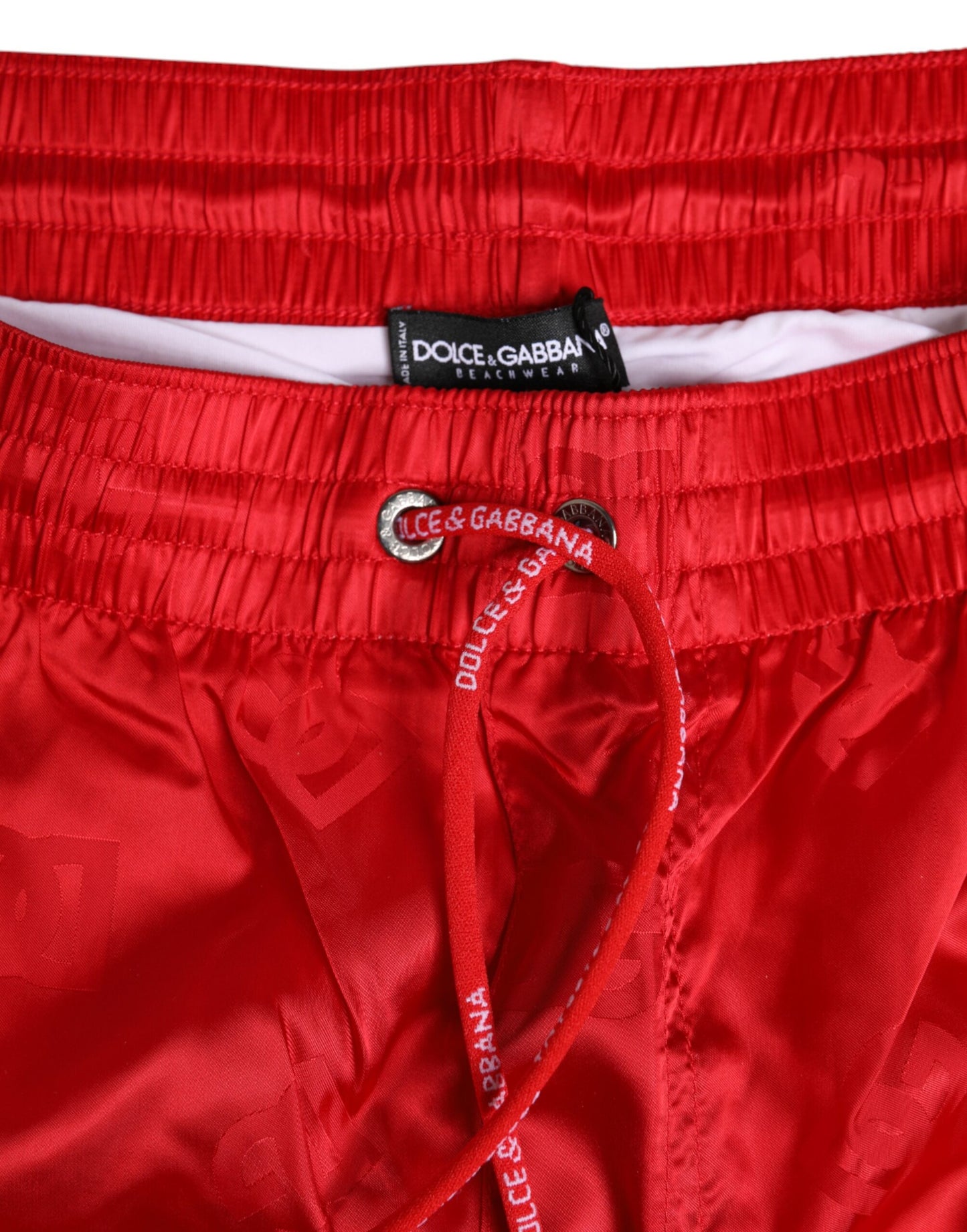 Rote Nylon-Strandshorts mit Kordelzug