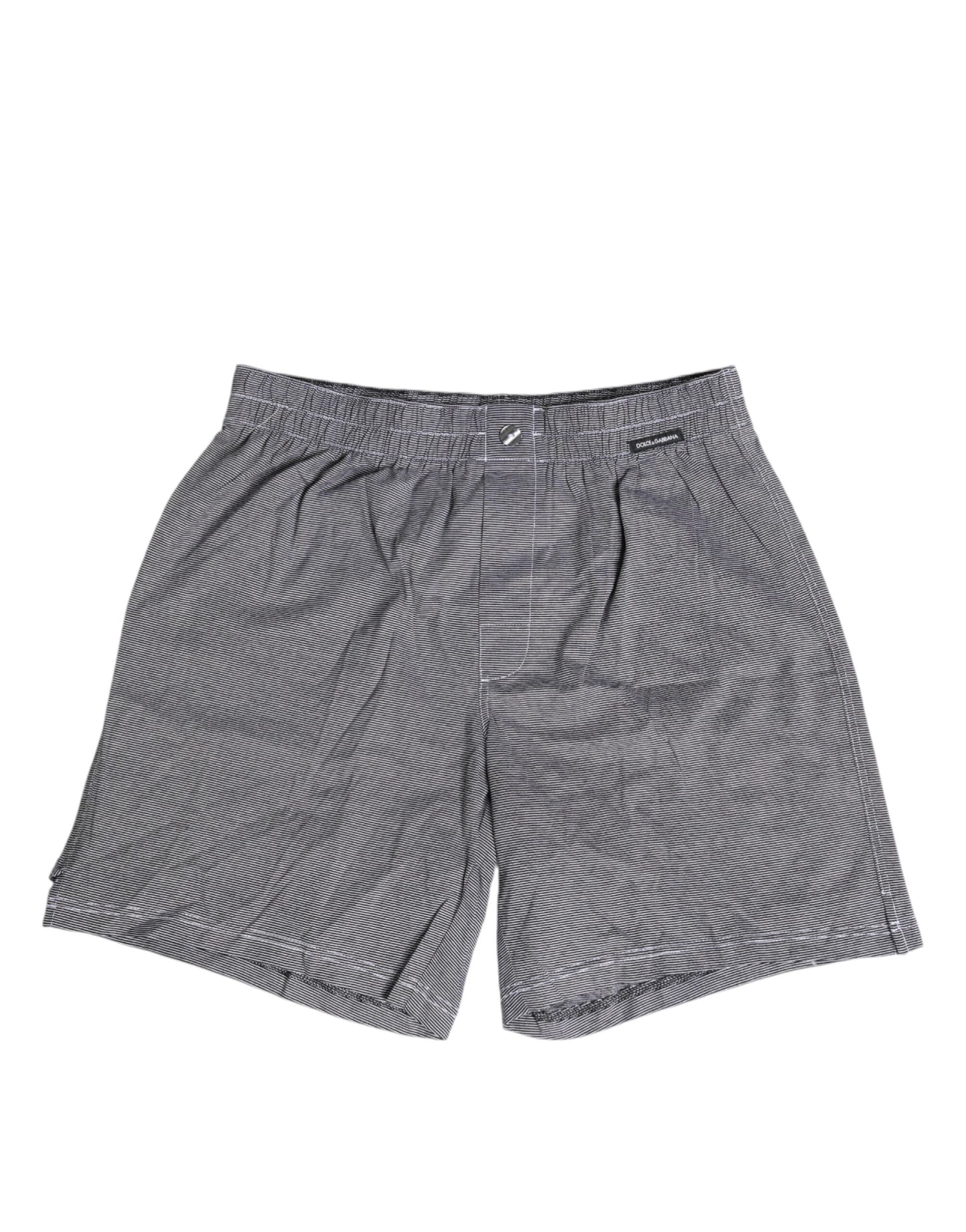 Grau gestreifte Boxershorts aus Baumwolle in normaler Passform