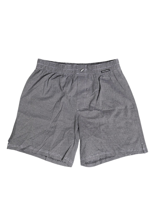 Grau gestreifte Boxershorts aus Baumwolle in normaler Passform