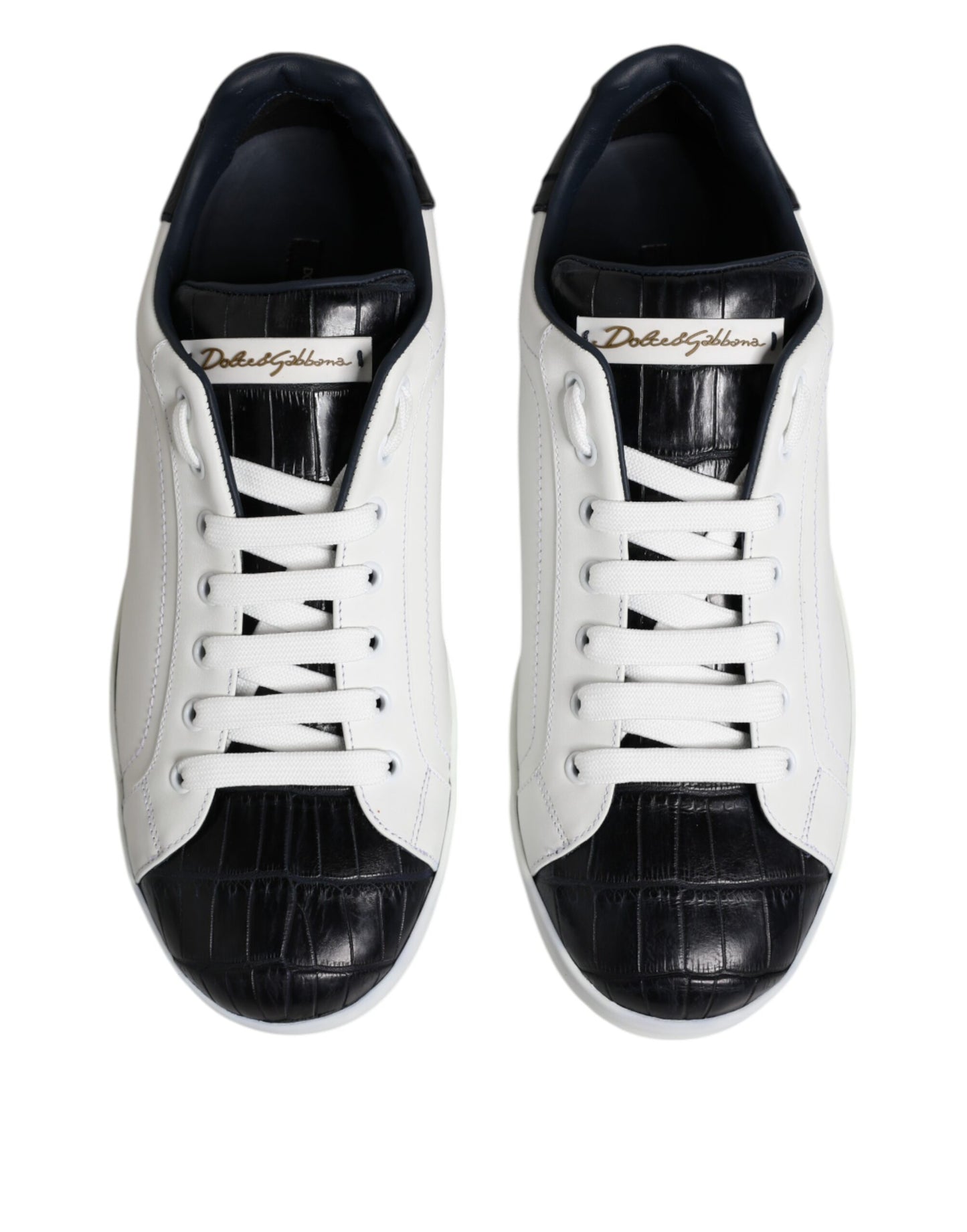 Weiß-schwarze Portofino-Sneaker aus Leder