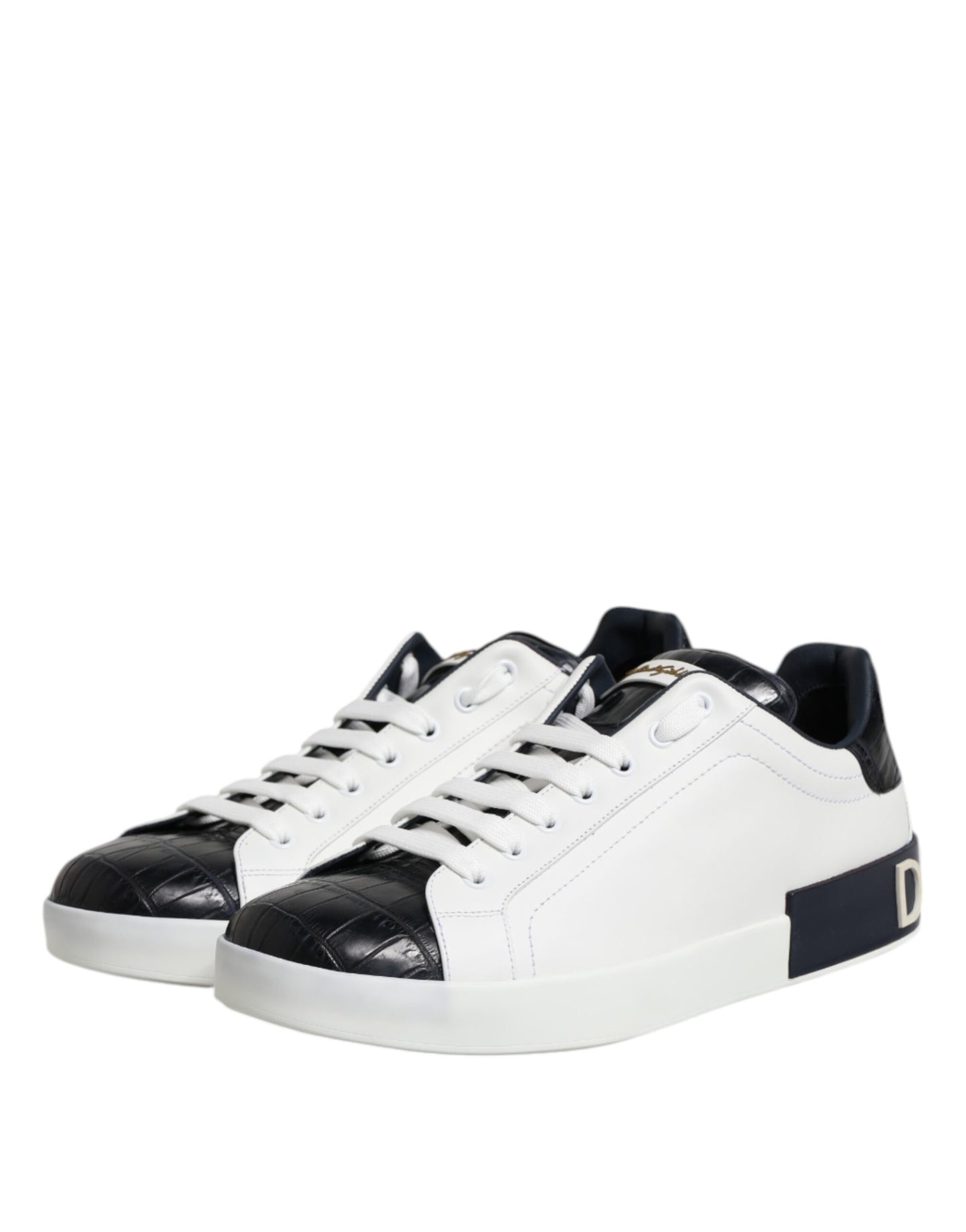 Weiß-schwarze Portofino-Sneaker aus Leder
