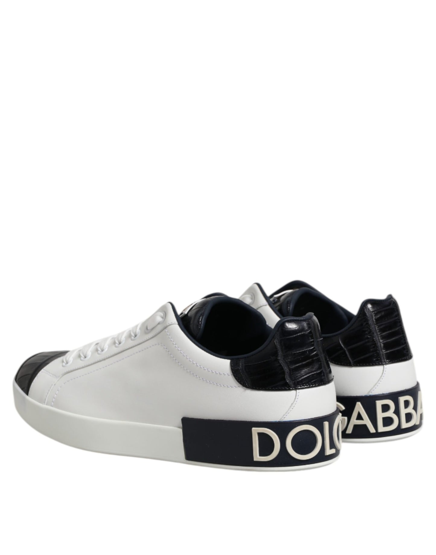 Weiß-schwarze Portofino-Sneaker aus Leder