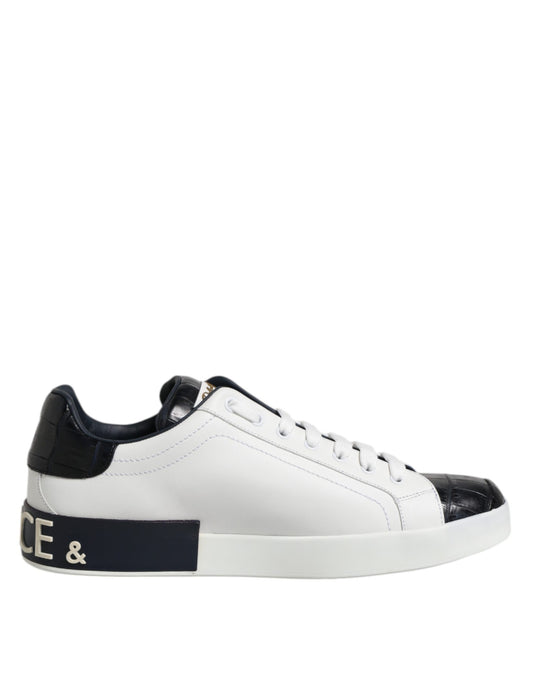Weiß-schwarze Portofino-Sneaker aus Leder