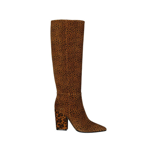 Leopard-Print Leather Boots