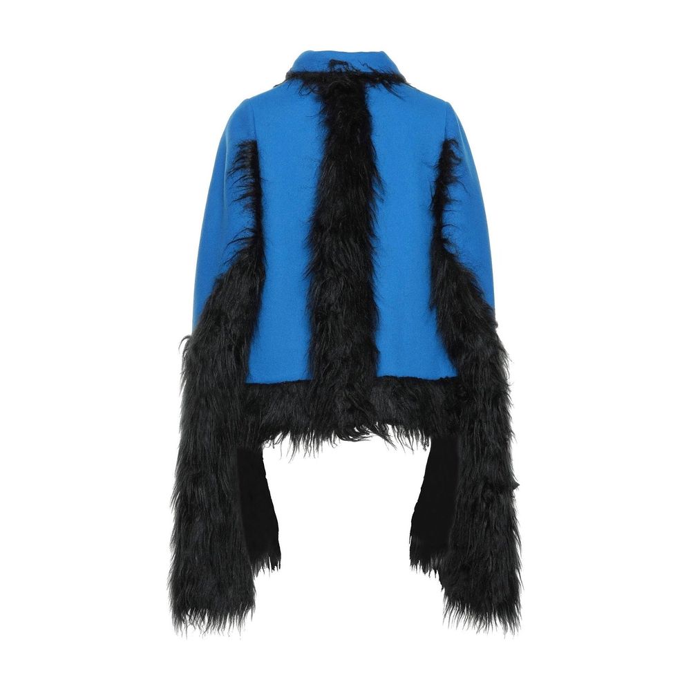 Cape-Jacke mit Kunstpelzbesatz