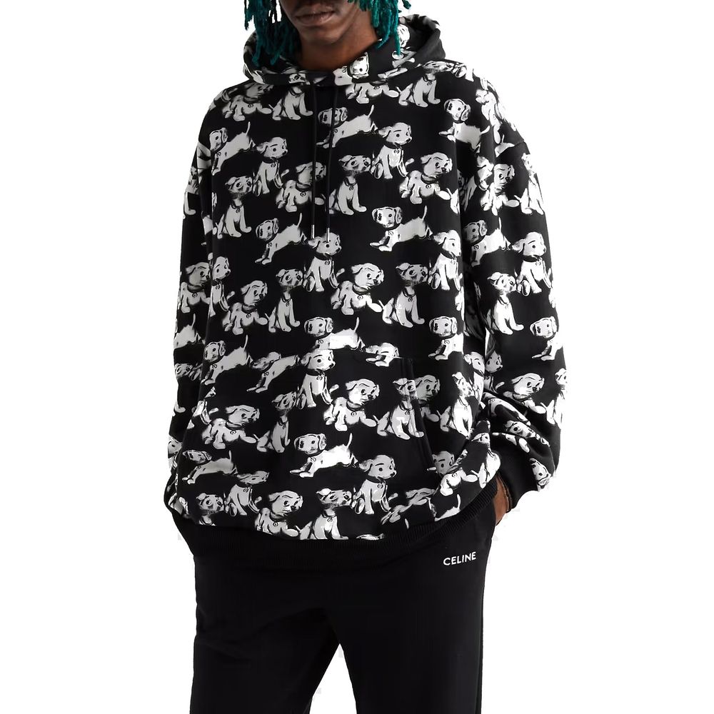 Sweatshirt mit Kapuze und Hunde-Print