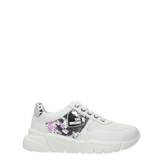 Weiße, klobige Stoff-Sneaker