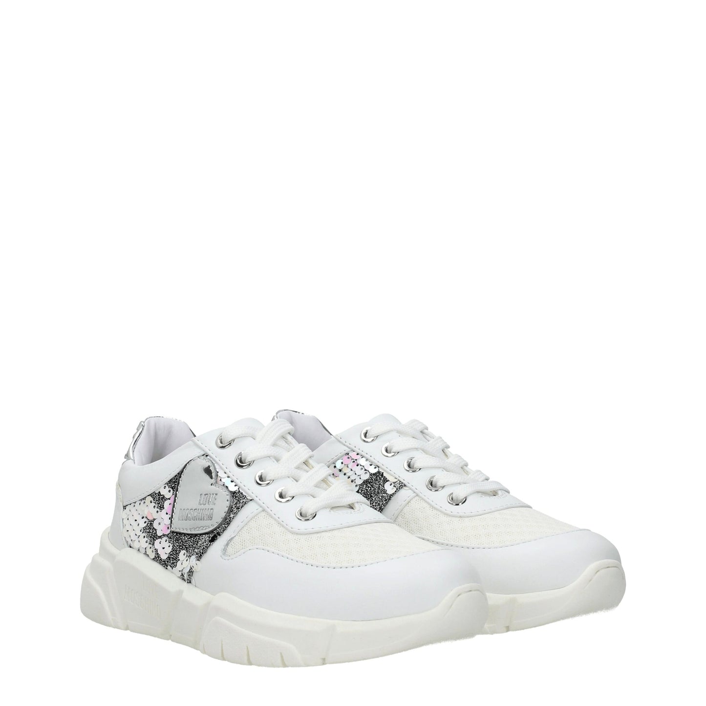 Weiße, klobige Stoff-Sneaker