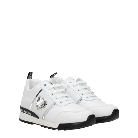Weiße niedrige Sneakers aus Leder