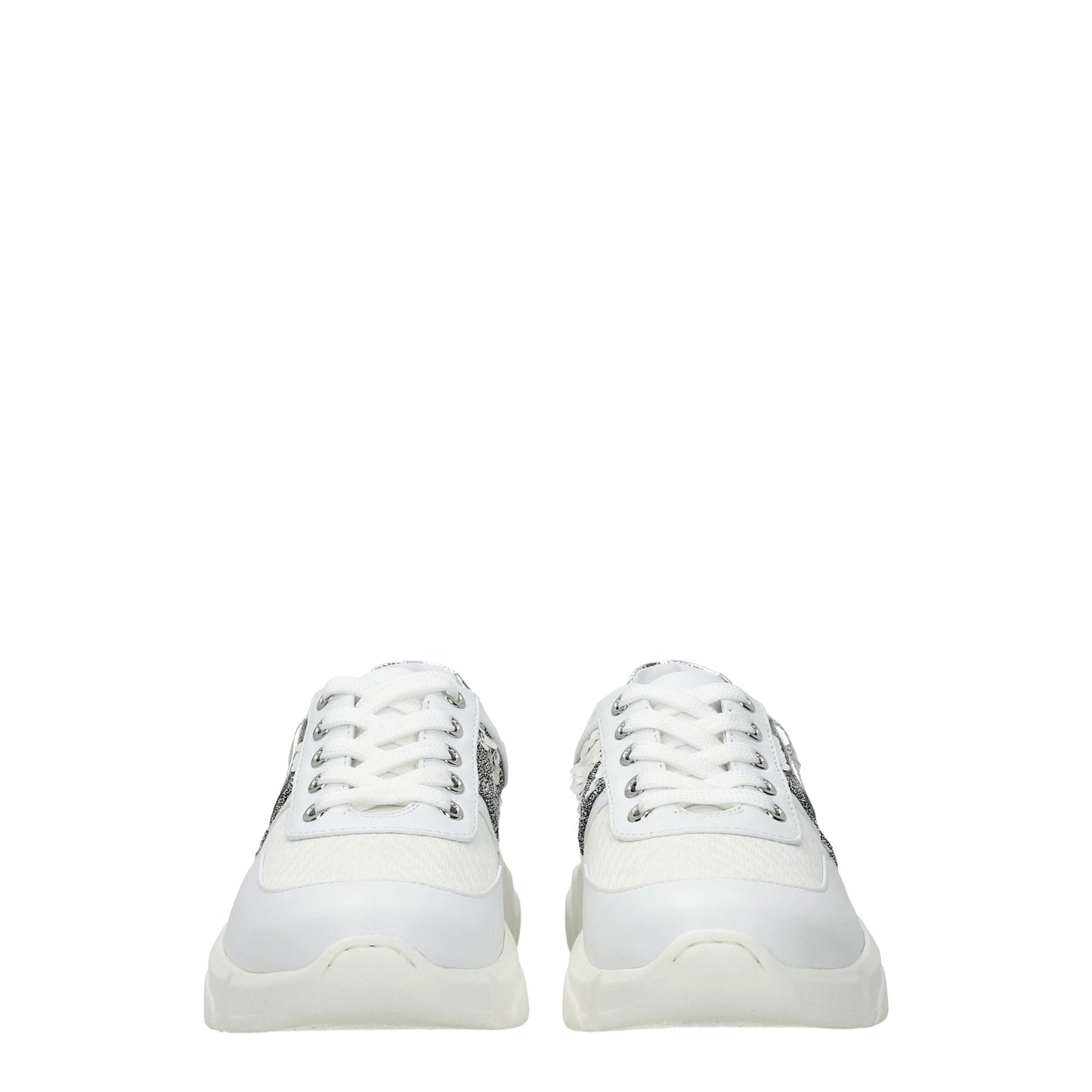 Weiße, klobige Stoff-Sneaker