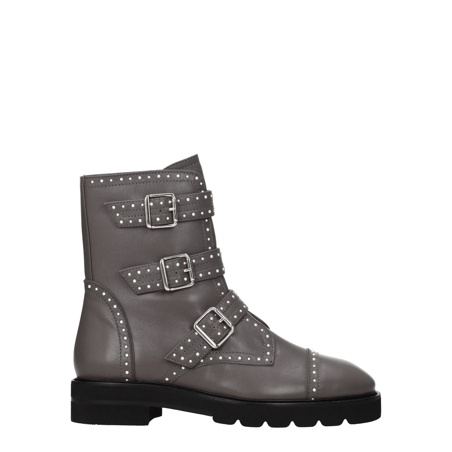 Graue Lederstiefeletten