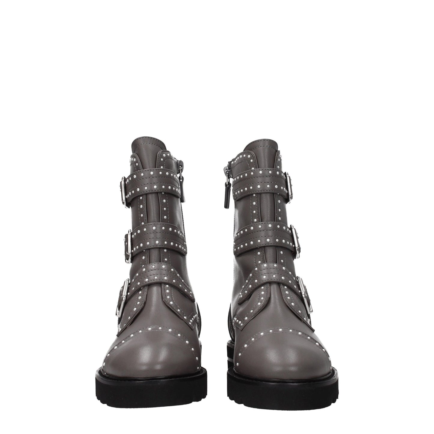 Graue Lederstiefeletten