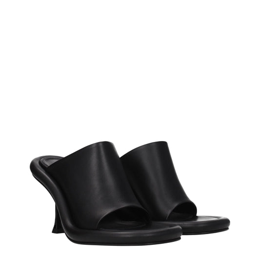 Black Leather Stiletto Heels Sandals