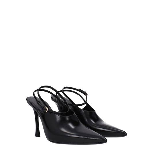 Black Leather High Heel Pumps