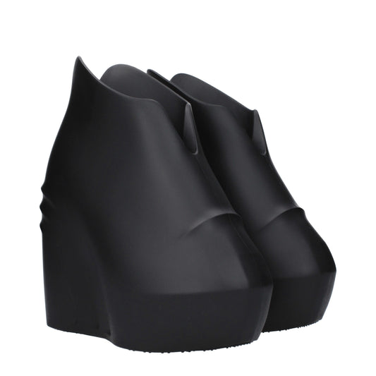 Black Cotton Wedges Sandals