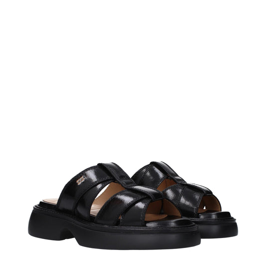 Black Fabric Slippers Sandals