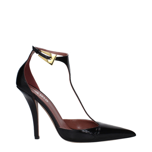 Black Leather High Heel Pumps