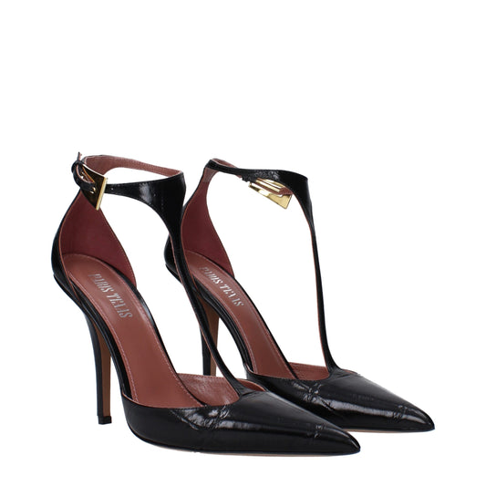 Black Leather High Heel Pumps