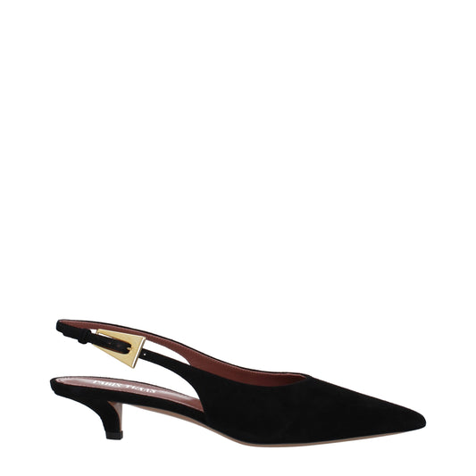 Black Leather Mid Heel Pumps