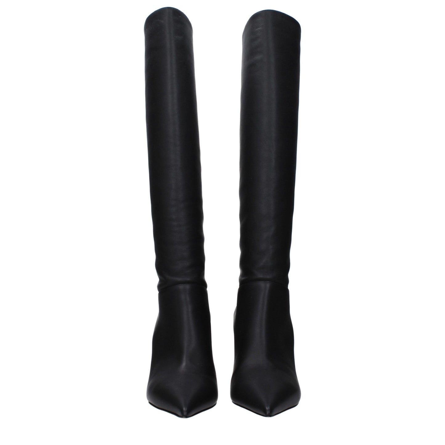 Black Leather High Heel Boots
