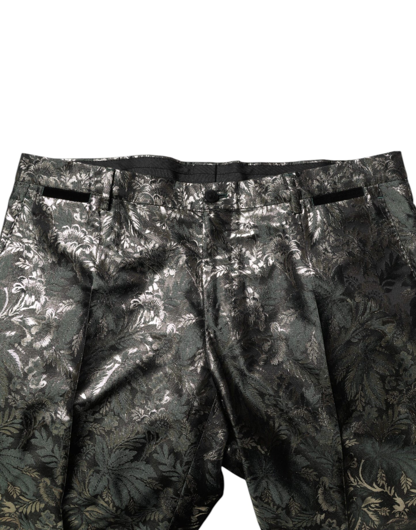 2-teiliger Anzug aus Jacquard-Seide mit Metallic-Blumenmuster