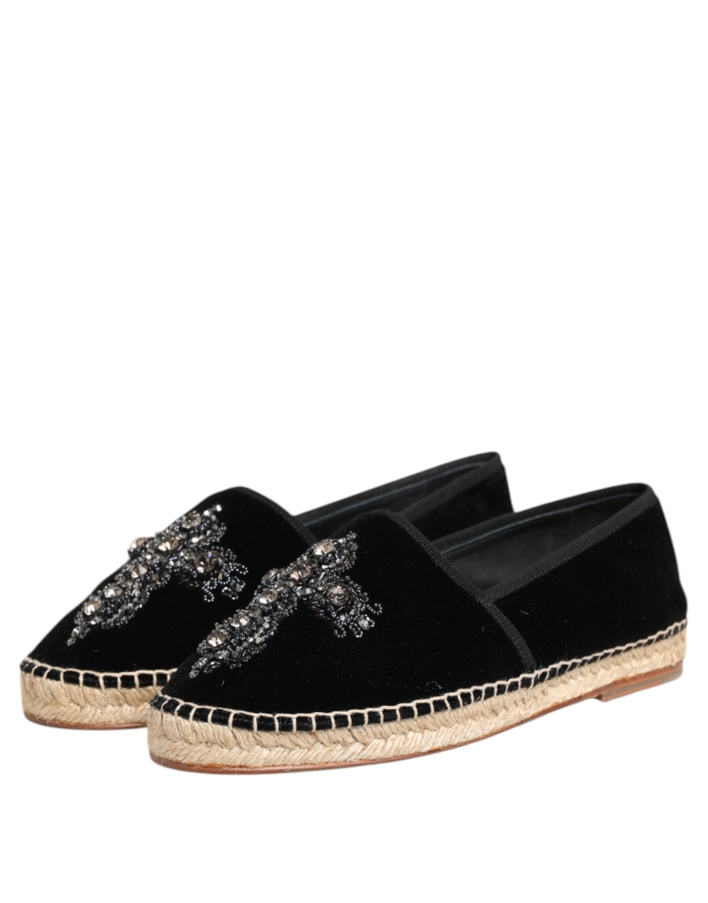Schwarze Espadrilles mit Kreuz-Kristall-Schlupfsohle