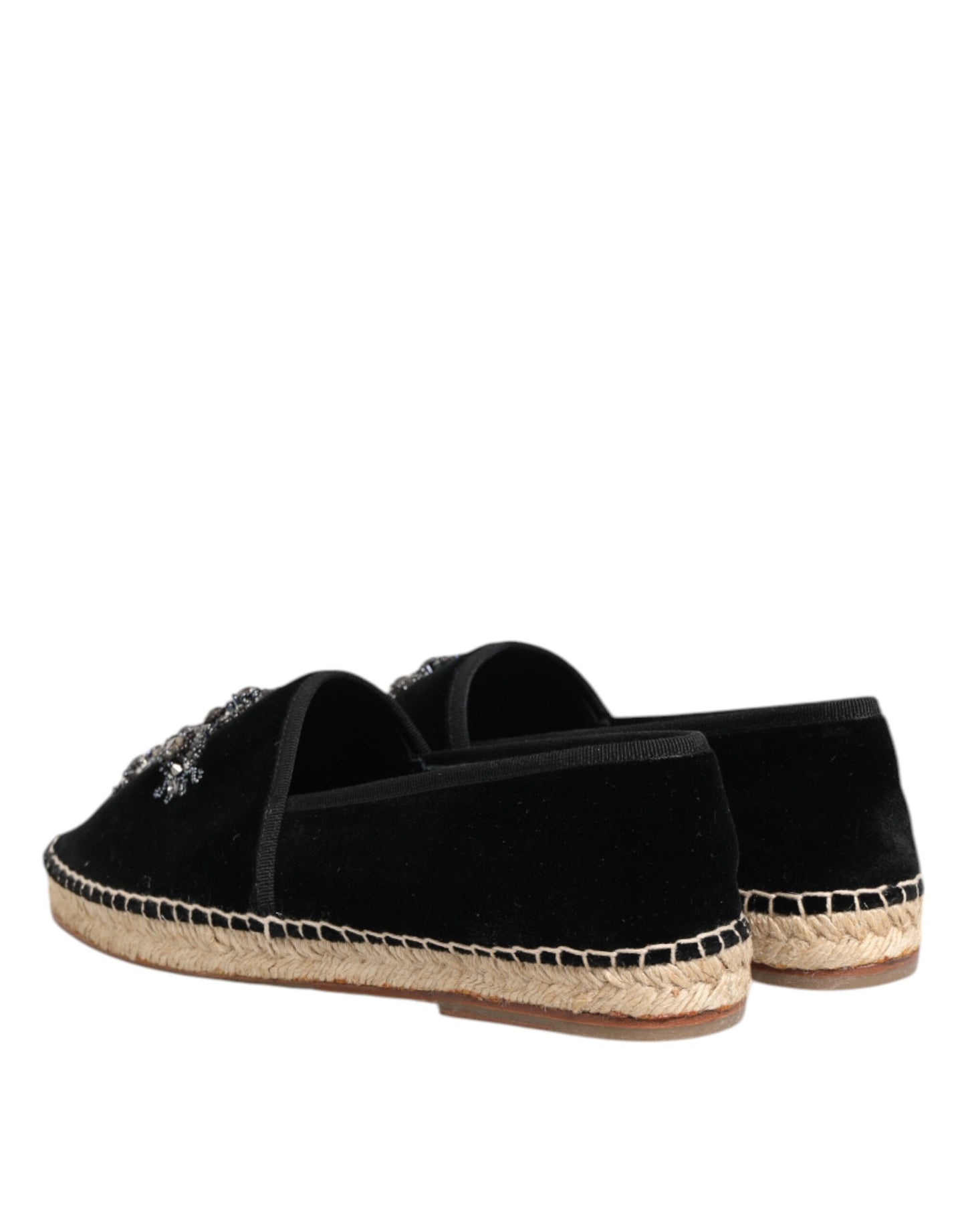 Schwarze Espadrilles mit Kreuz-Kristall-Schlupfsohle