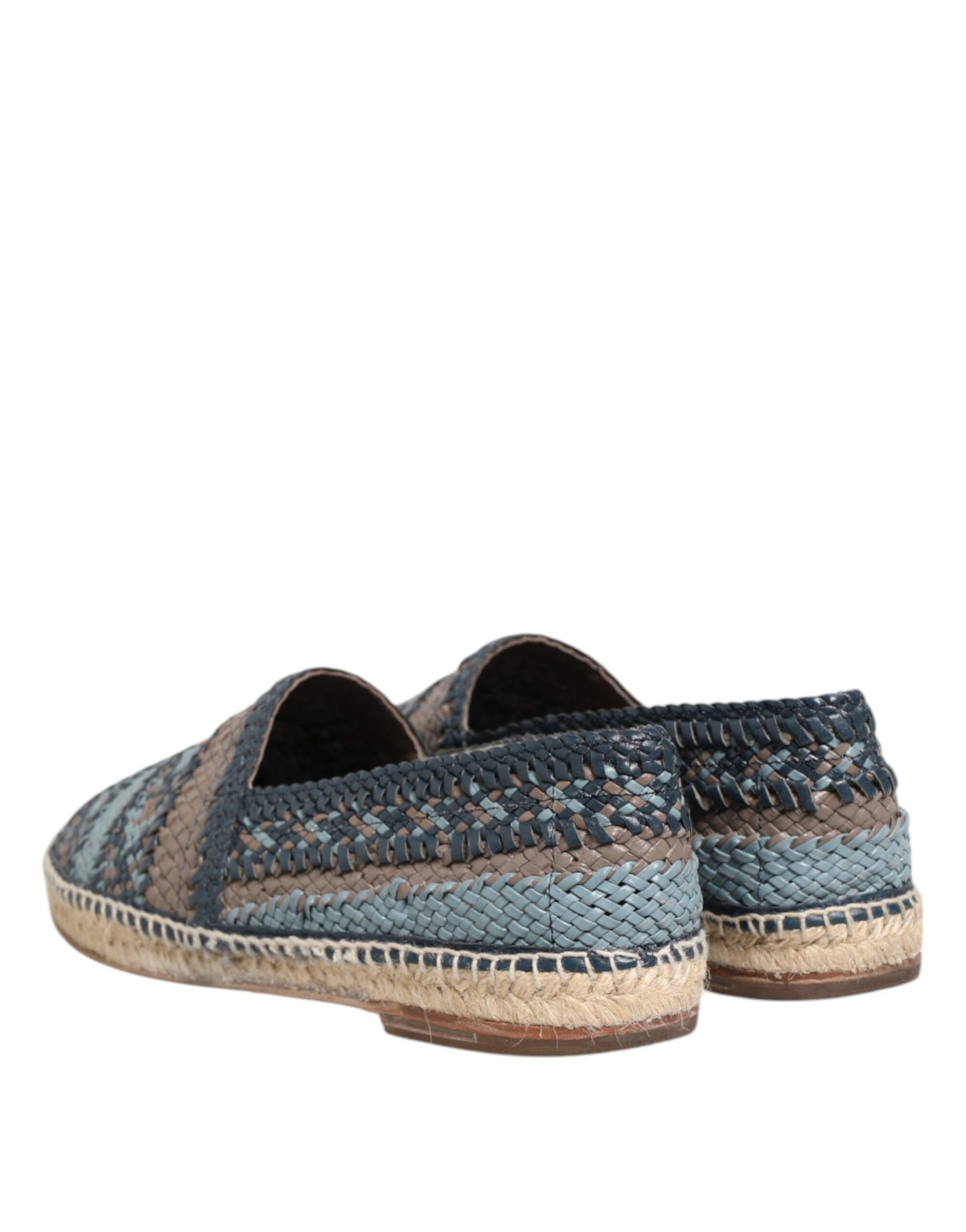Blaugraue Buffalo Espadrille-Schuhe aus gewebtem Leder