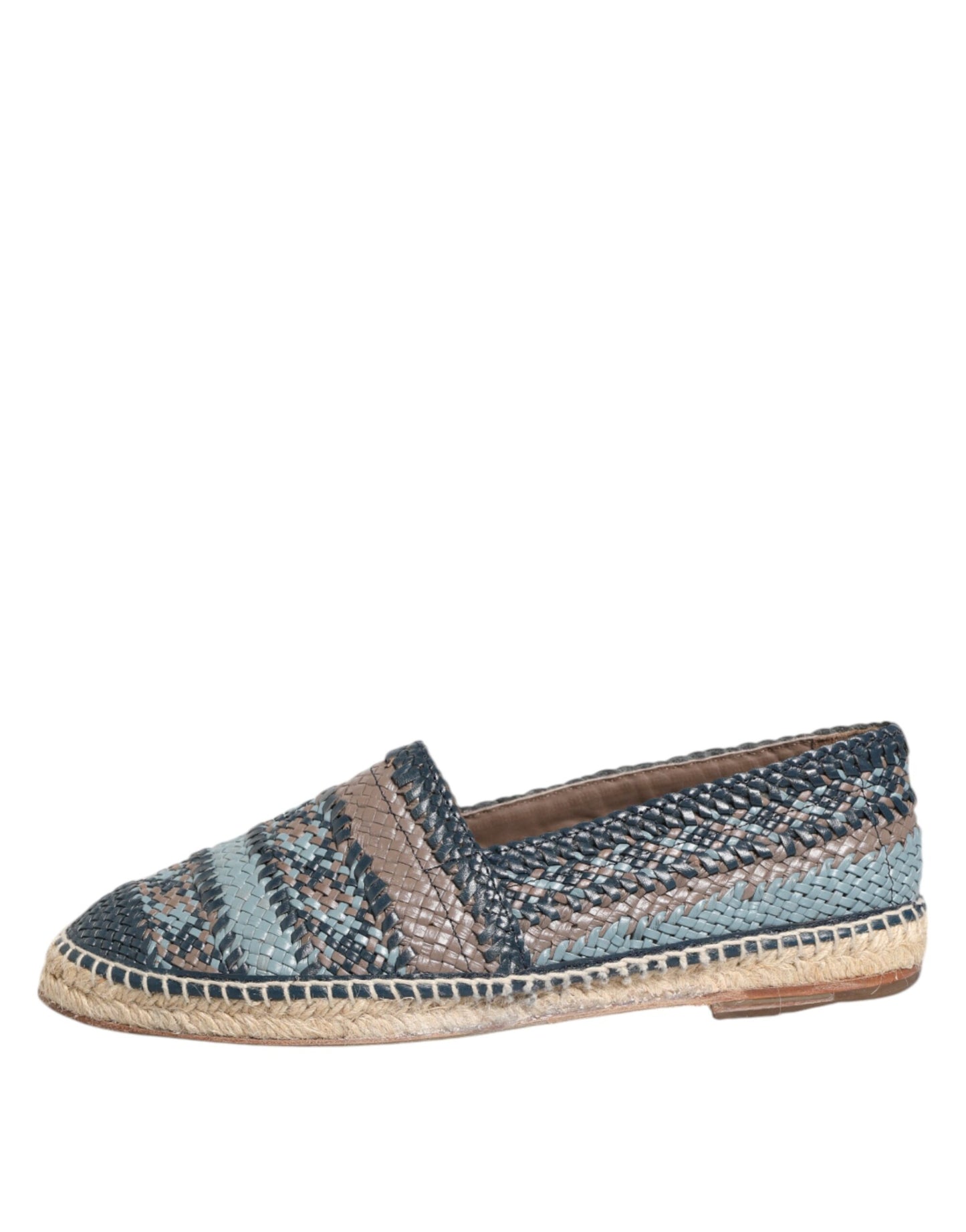 Blaugraue Buffalo Espadrille-Schuhe aus gewebtem Leder