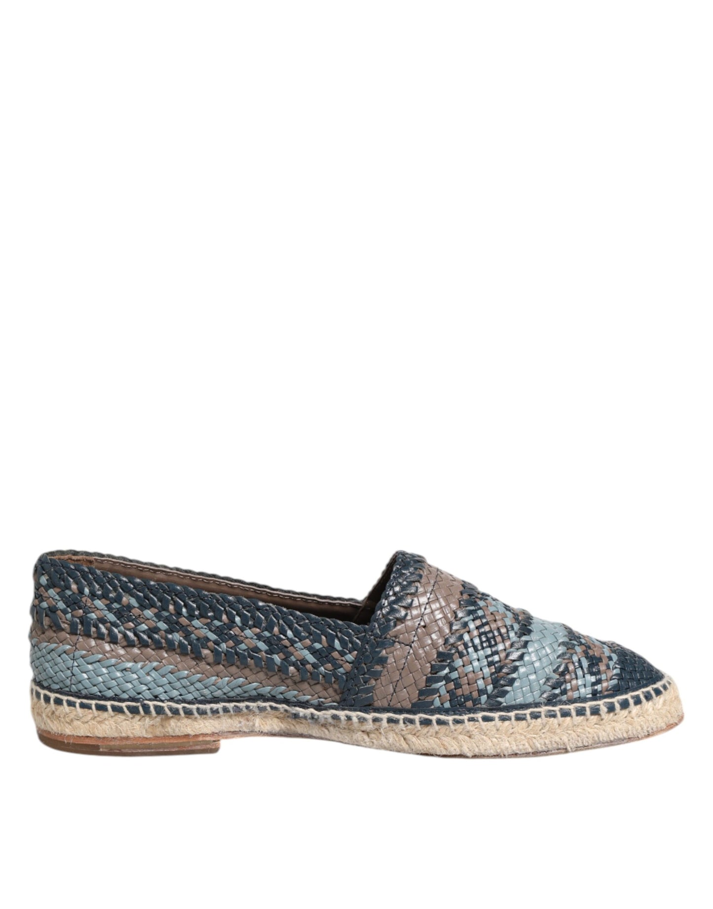 Blaugraue Buffalo Espadrille-Schuhe aus gewebtem Leder