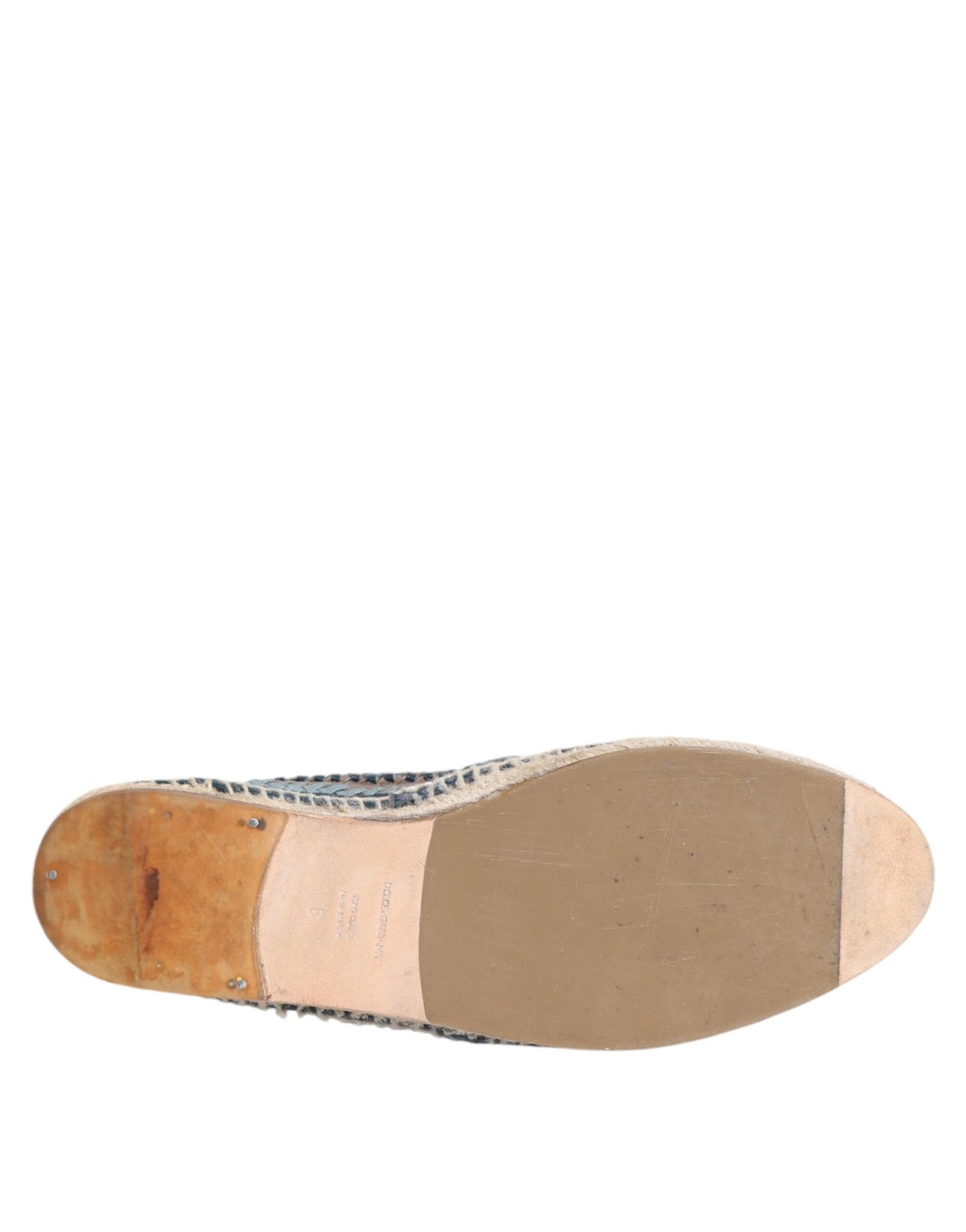 Blaugraue Buffalo Espadrille-Schuhe aus gewebtem Leder