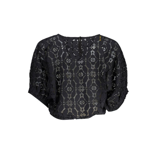 Schwarze Polyester-Oberteile und T-Shirts