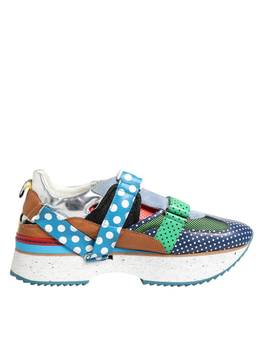 Mehrfarbige Low-Top-Sneakers aus Leder
