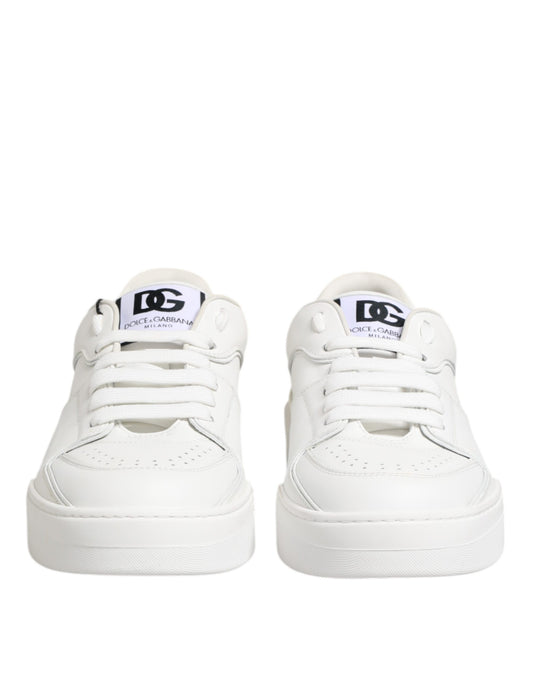 Weiße Miami Leder Low Top Sneakers Schuhe