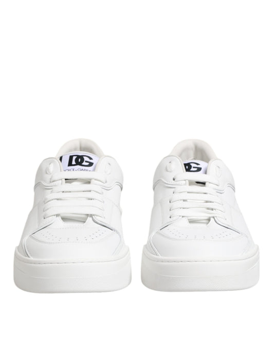 Weiße Miami Leder Low Top Sneakers Schuhe